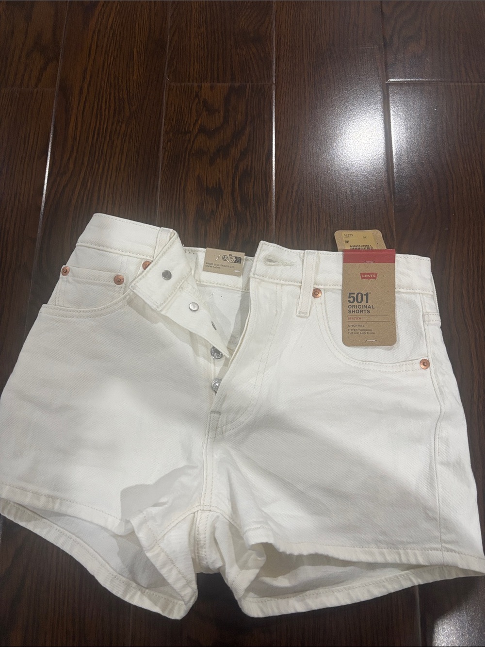 Levi's 501 Original White Denim Shorts
